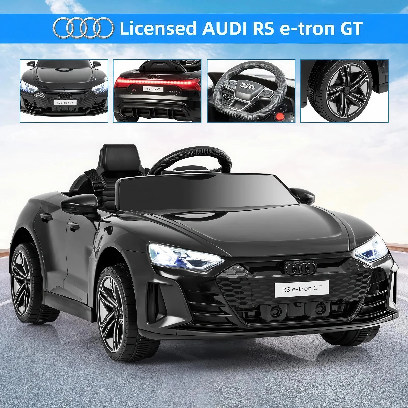 Audi e-tron GT Mythos 12v Battery Ride-on Car - Black