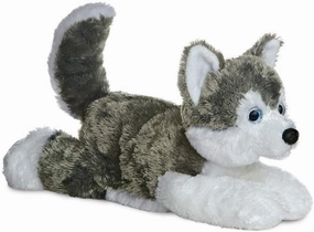 AURORA 31453 Flopsie Husky Shadow, 12-Inch Soft Toy, Grey and White
