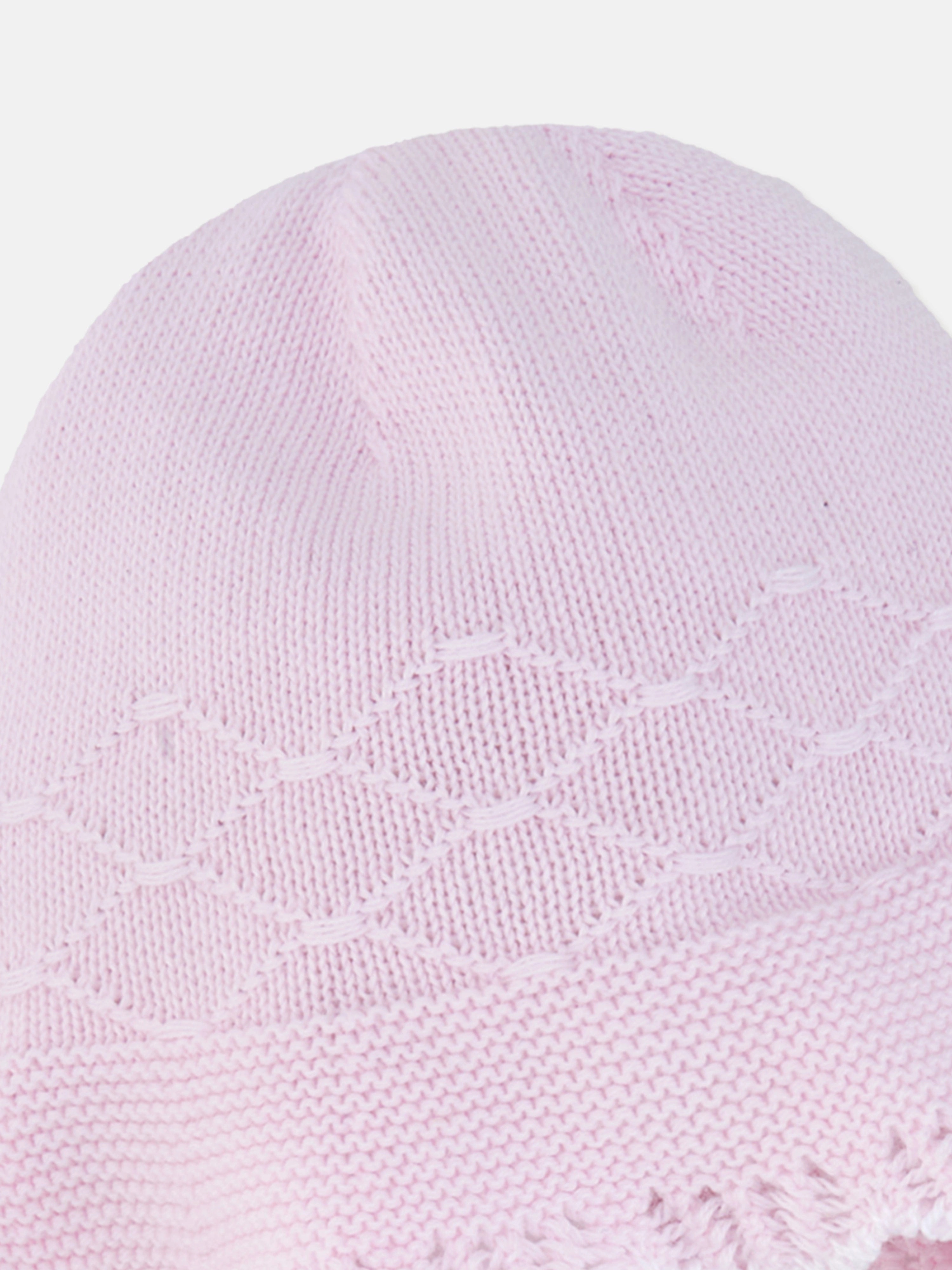 Baby Girls Cotton Knit Bonnet in Pink
