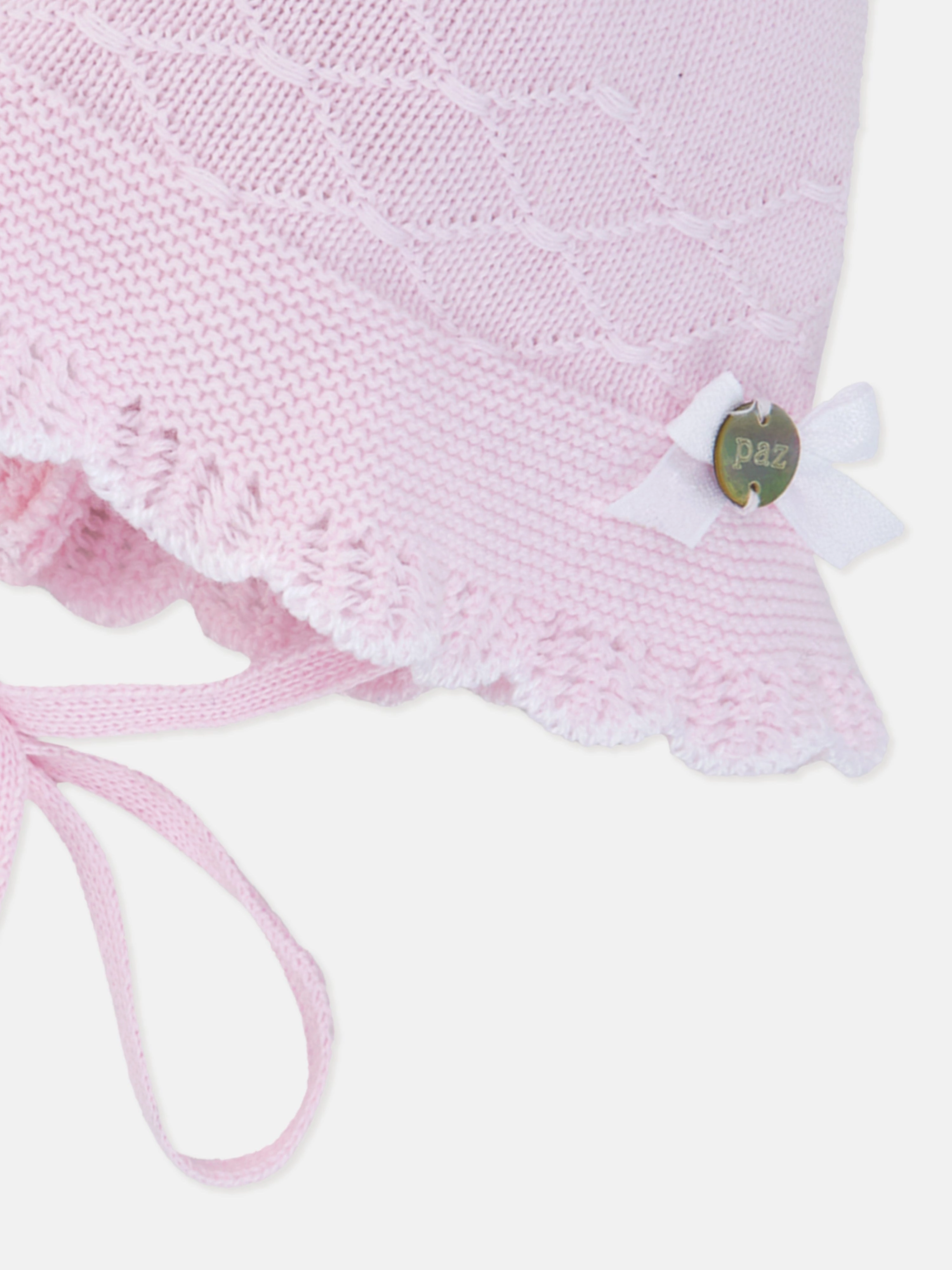 Baby Girls Cotton Knit Bonnet in Pink