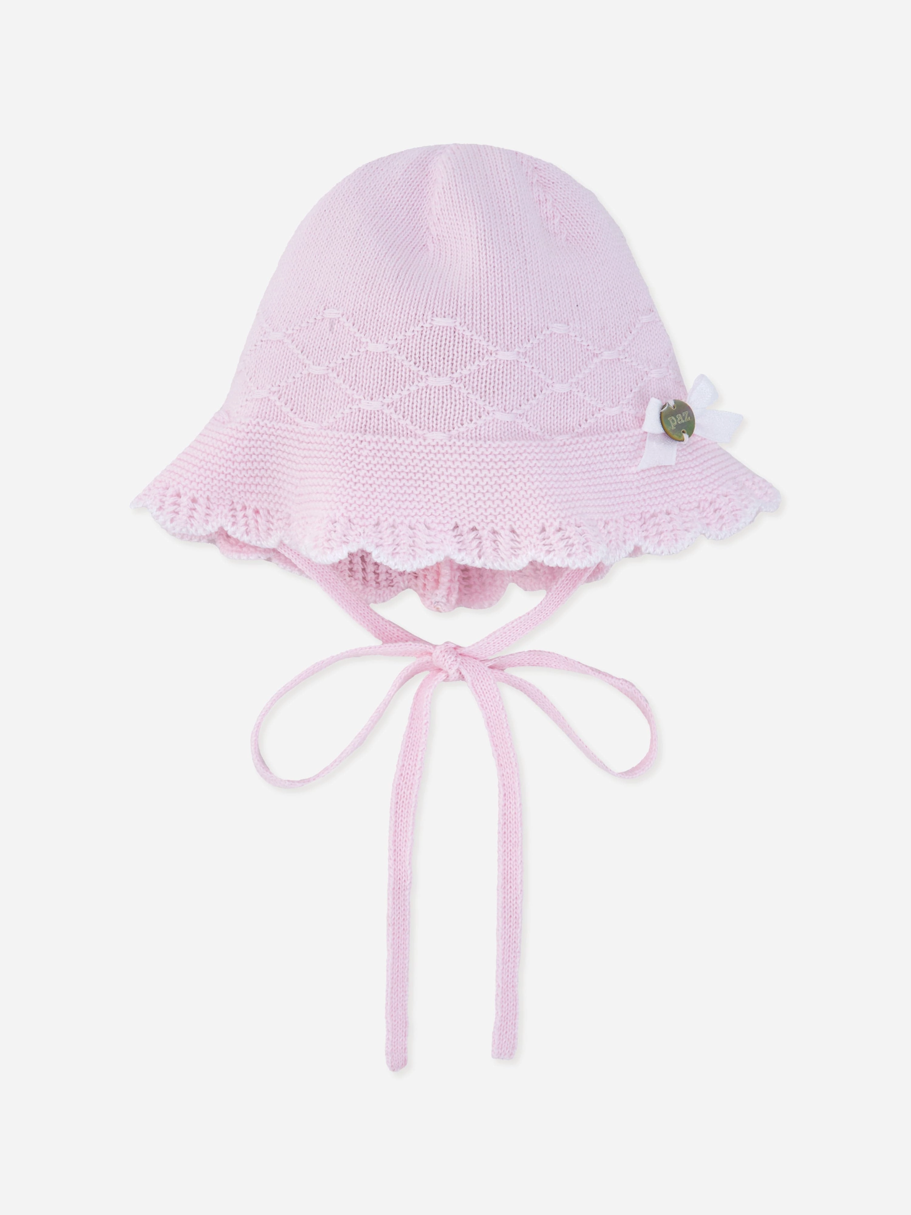 Baby Girls Cotton Knit Bonnet in Pink