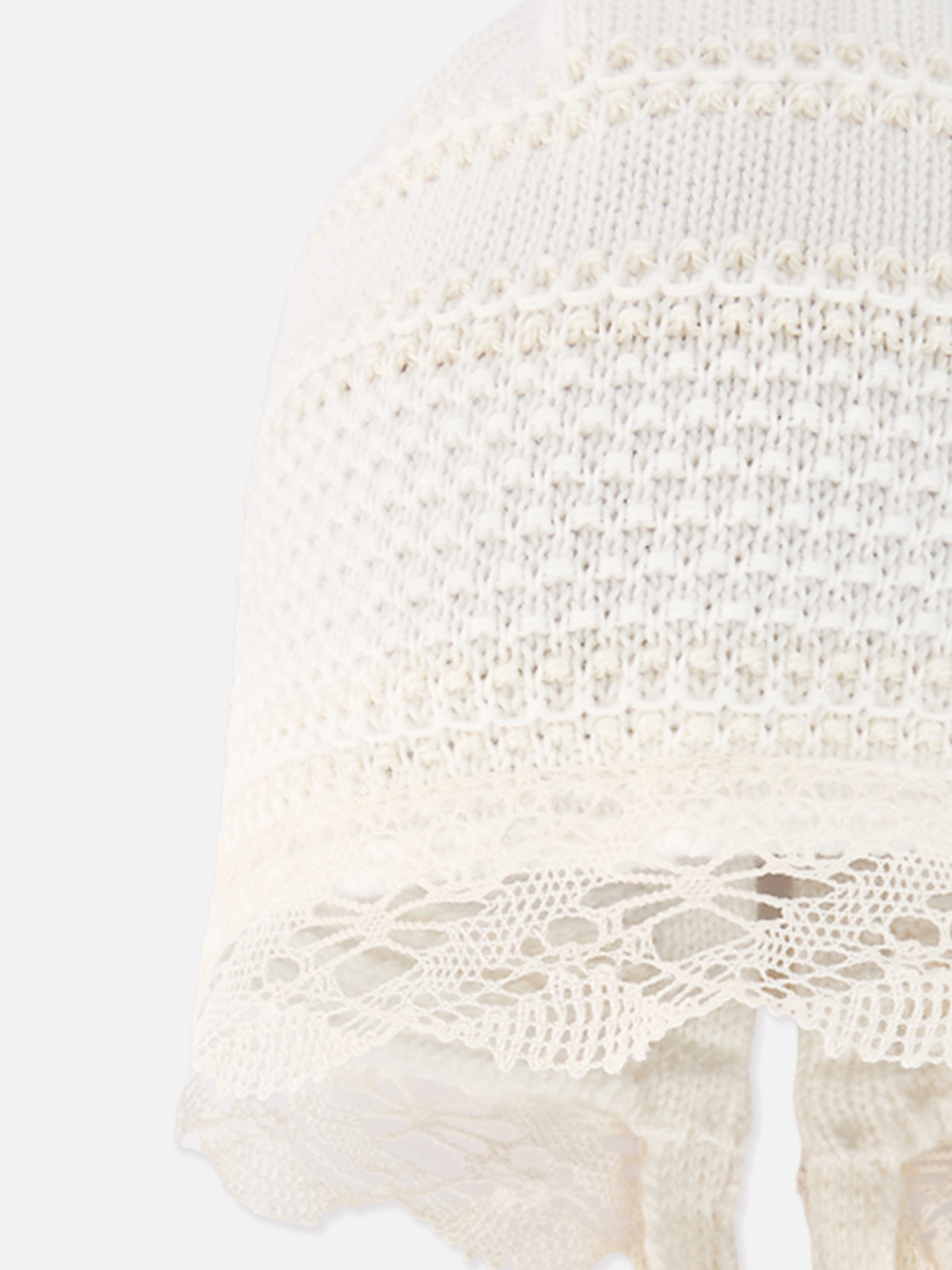 Baby Lace Trimmed Bonnet in Ivory