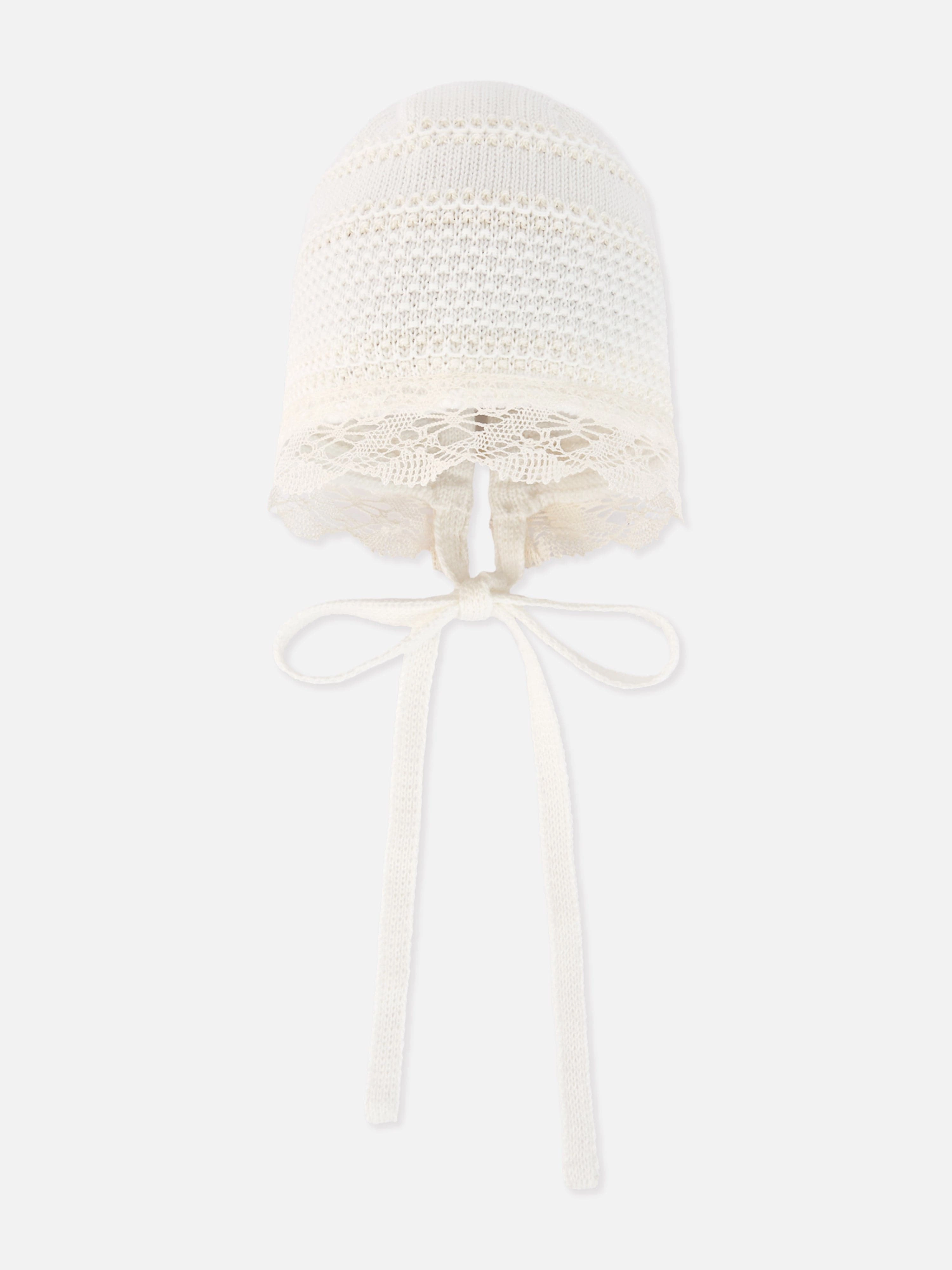 Baby Lace Trimmed Bonnet in Ivory