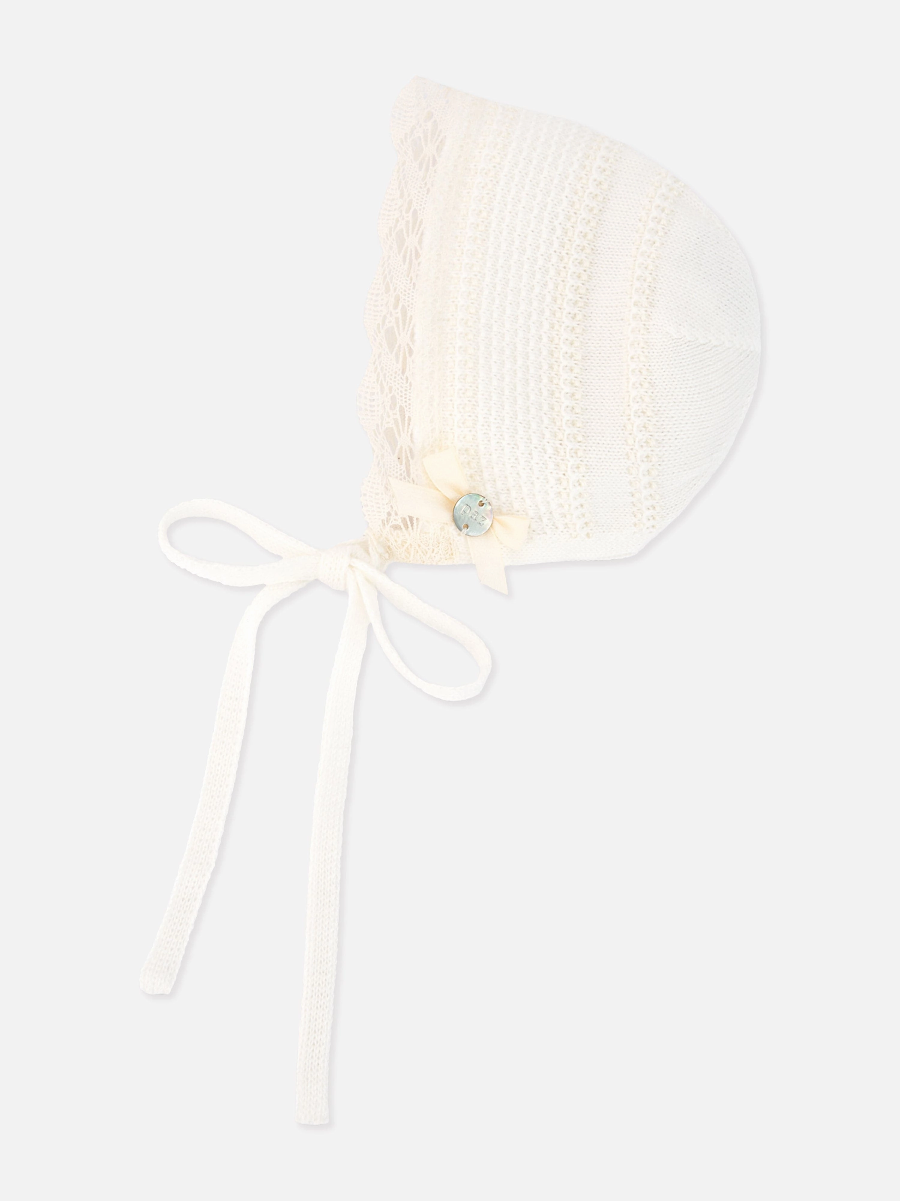 Baby Lace Trimmed Bonnet in Ivory