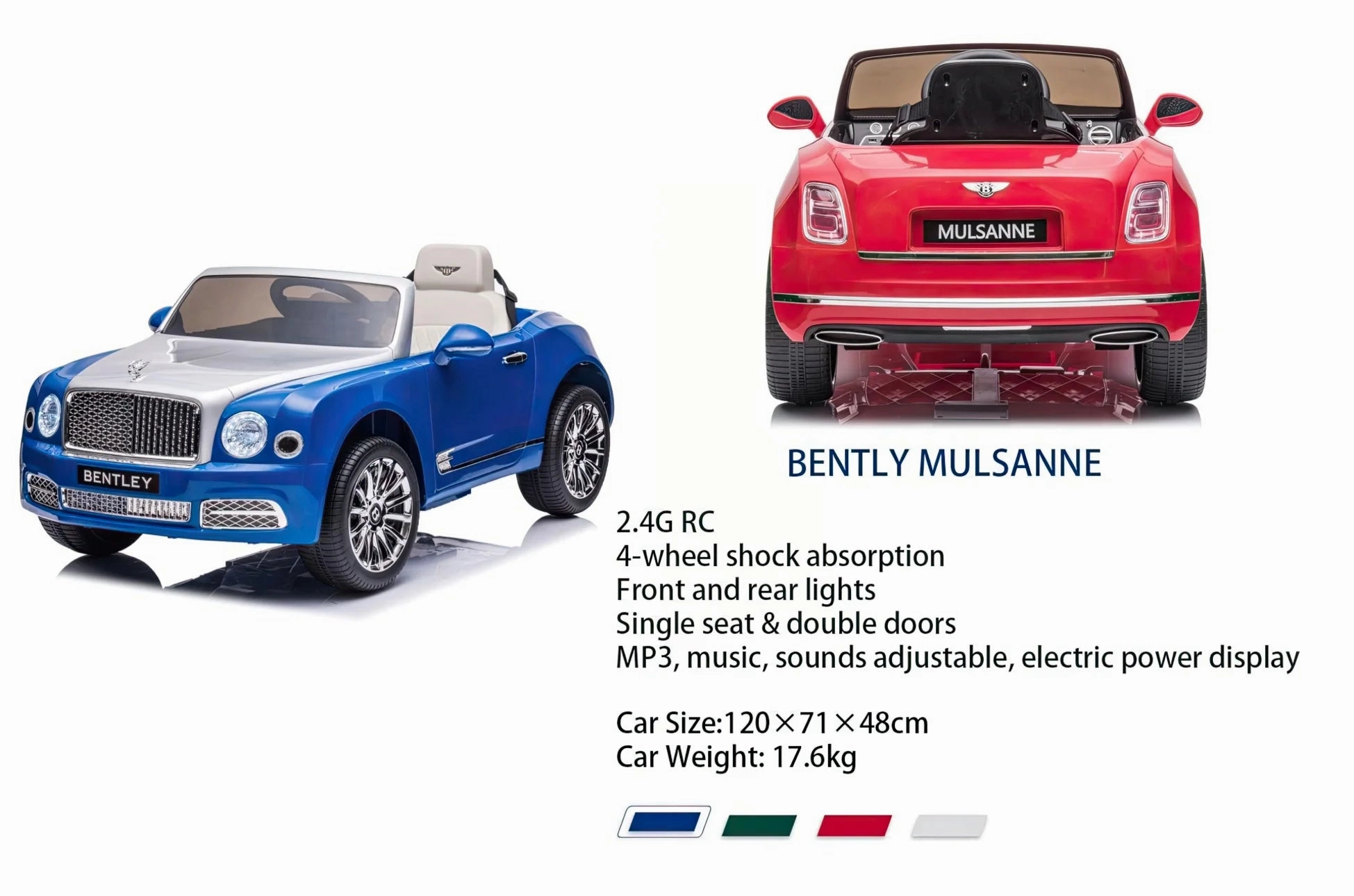 Bentley Mulsanne 12V Battery Ride-on Car - Colour Red - X-Display