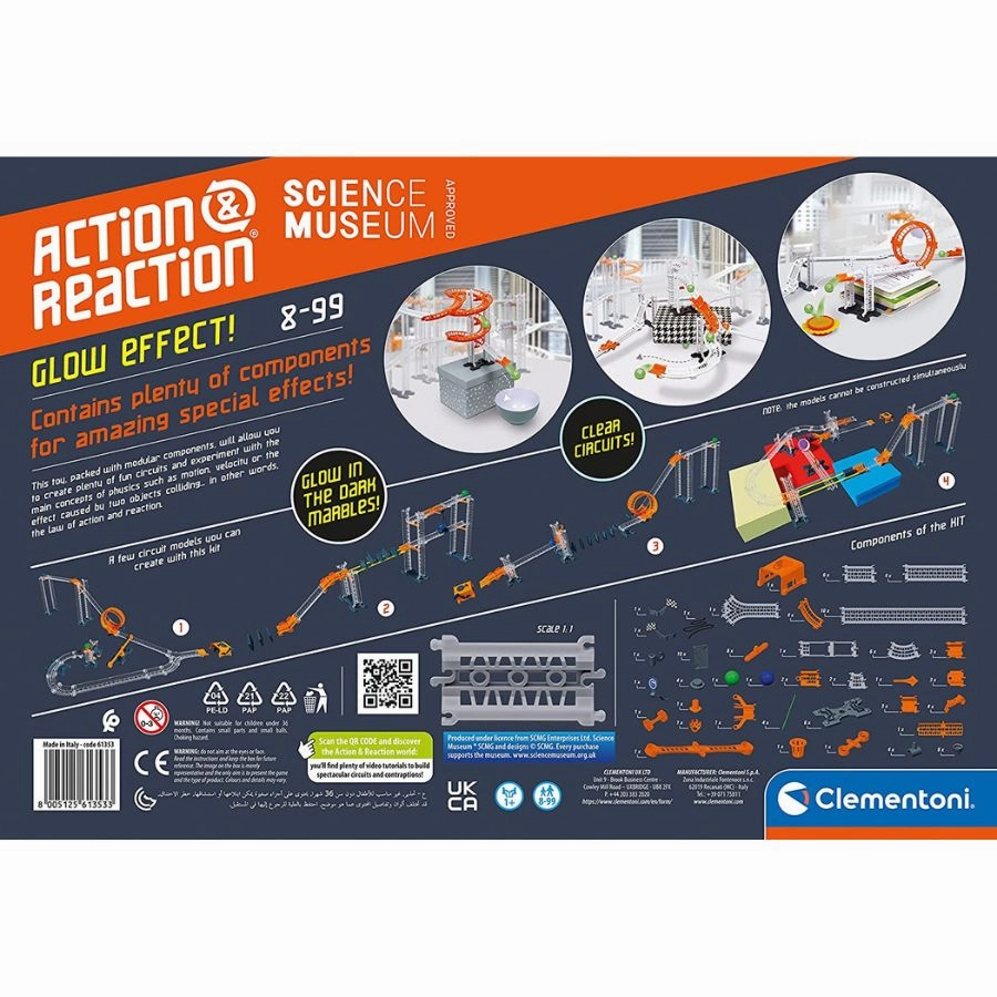 Clementoni - Action Reaction Glow Effect Marble Run