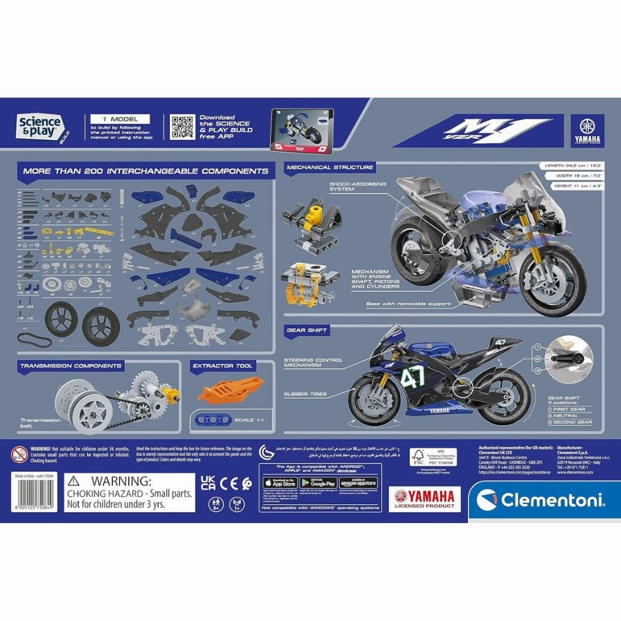 Clementoni - Science & Play Build Mechanics: Yamaha M1 VZR Motorbike