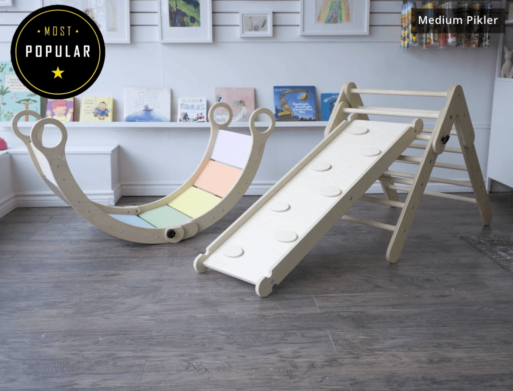 Climbing Bundle #2 - Waldorf Rocker   Montessori Climbing Triangle   Ramp
