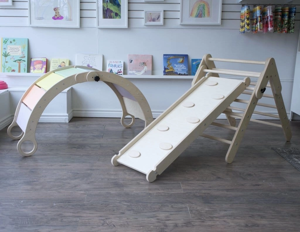 Climbing Bundle #2 - Waldorf Rocker   Montessori Climbing Triangle   Ramp
