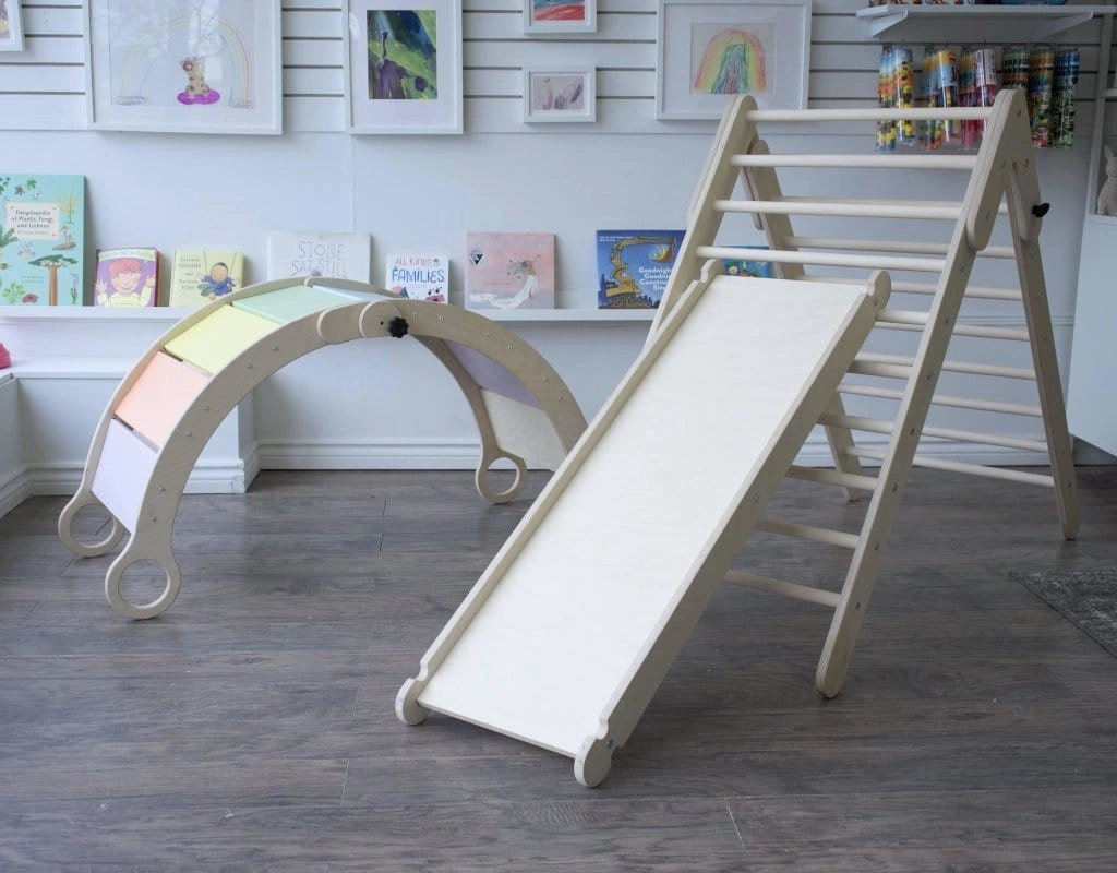 Climbing Bundle #2 - Waldorf Rocker   Montessori Climbing Triangle   Ramp