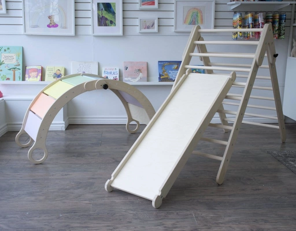 Climbing Bundle #2 - Waldorf Rocker   Montessori Climbing Triangle   Ramp