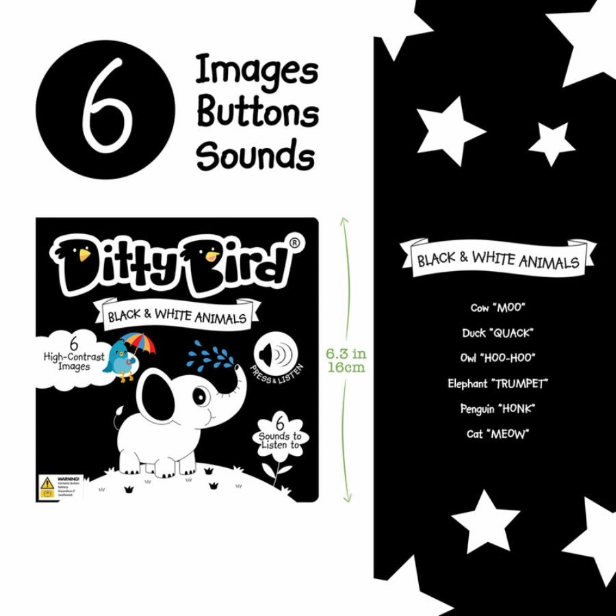 Ditty Bird - Black & White Animals Board Book