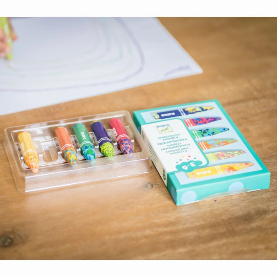 Djeco - 6 Multicoloured Flower Crayons