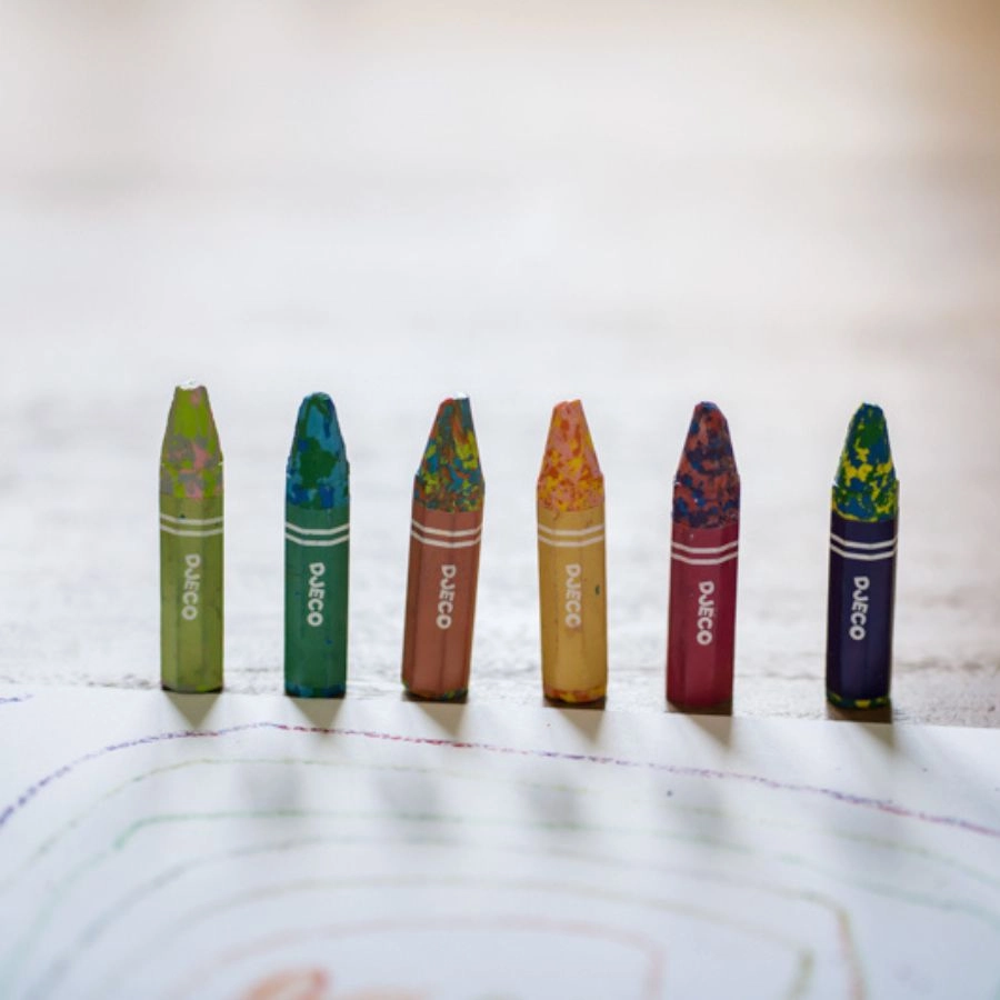 Djeco - 6 Multicoloured Flower Crayons