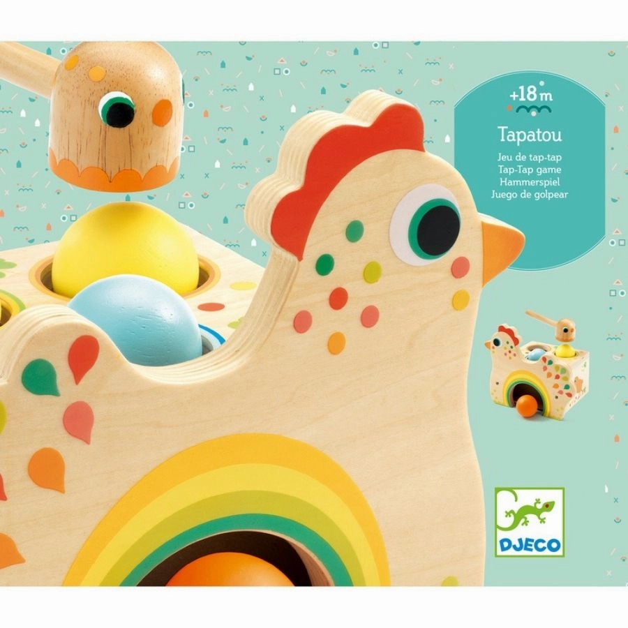 Djeco - Tap Tap Tapatou Chicken Wooden Toy for Toddlers