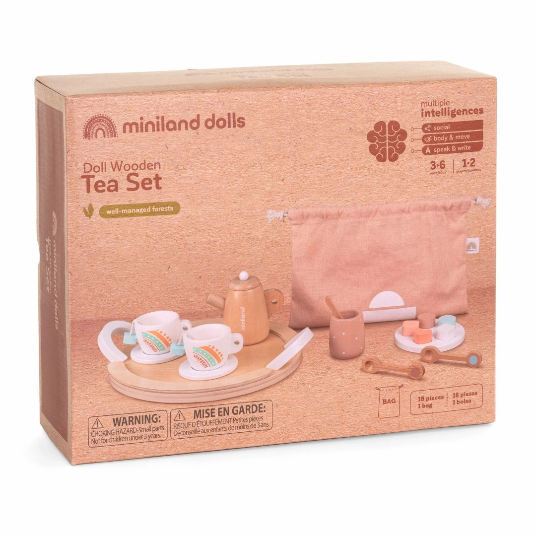 Doll-Sized Wooden Tea Set
