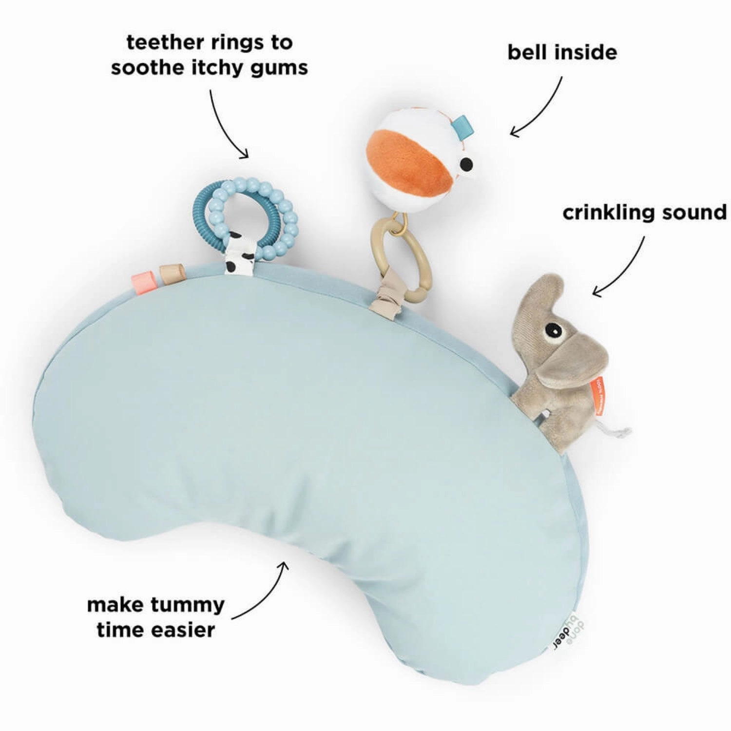 DonebyDeer Blue Tummy Time Activity Pillow Playground