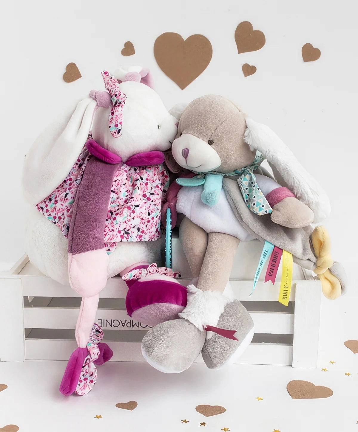 Doudou et Compagnie Cerise the Pink Rabbit Activity Soft Toy - 30 cm