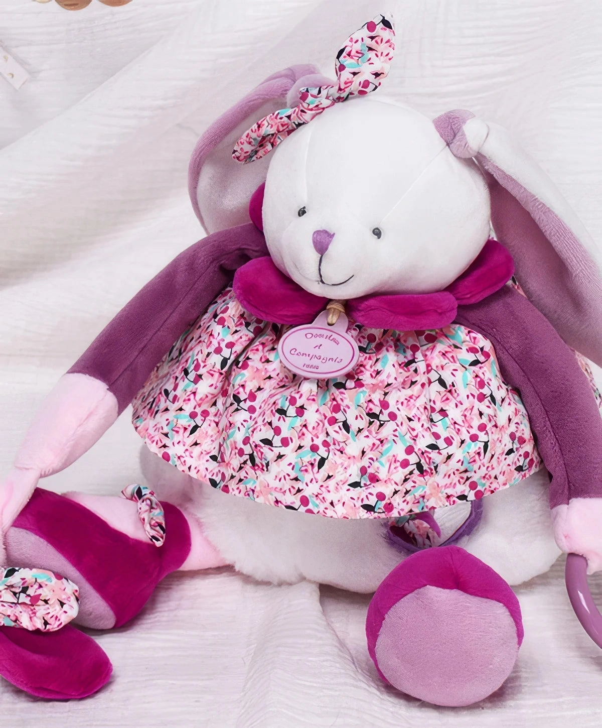 Doudou et Compagnie Cerise the Pink Rabbit Activity Soft Toy - 30 cm