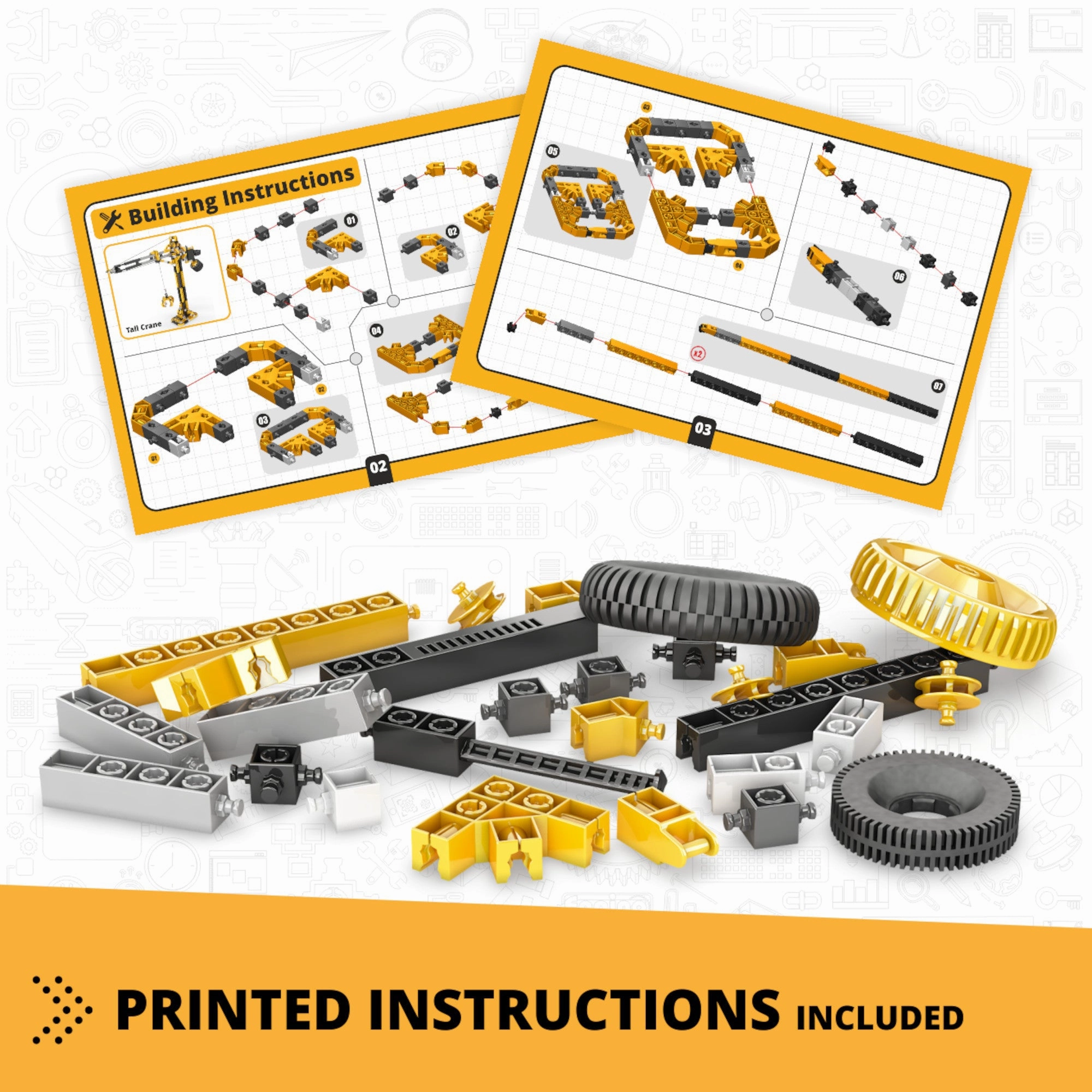 Engino Creative Builder Tall Crane Machinery Motorized Set