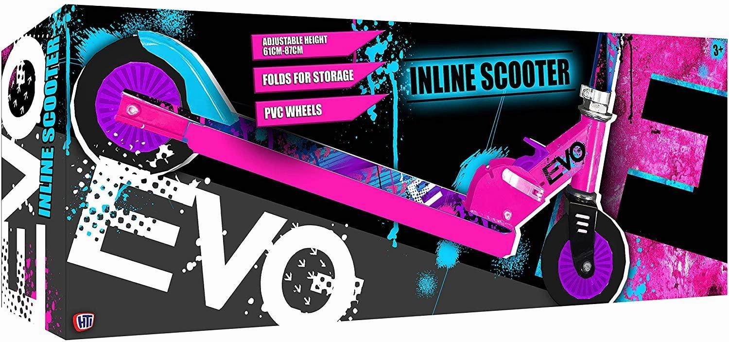 EVO Folding Inline Kids 2-Wheel Scooter - Pink