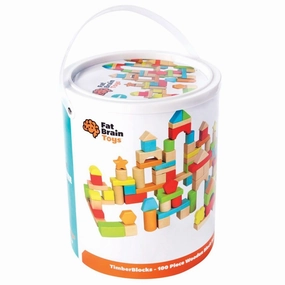 Fat Brain Toys Timberblocks 100 Piece Wooden Block Set