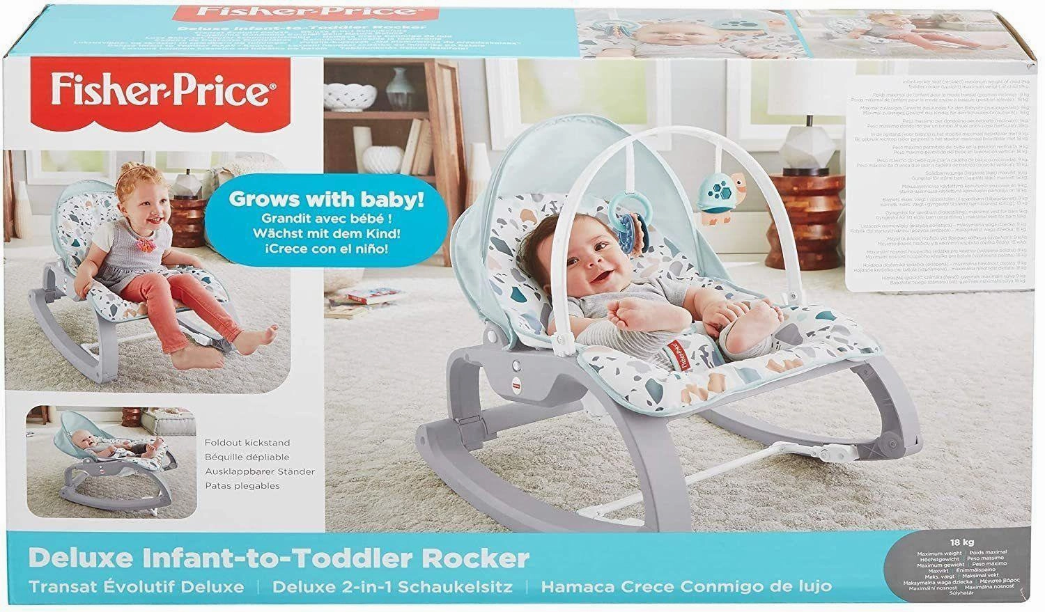 Fisher-Price GMD21 Deluxe Infant-to-Toddler Rocker, Multi-Coloured