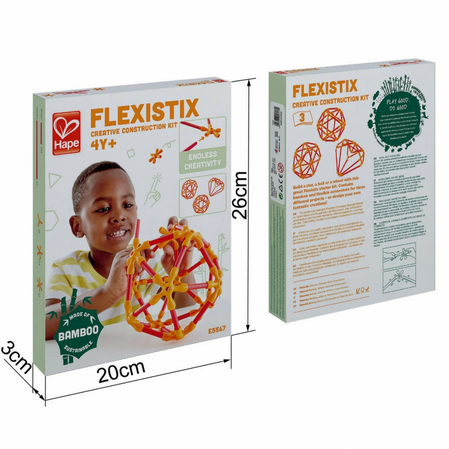 Hape - Flexistix Creative Construction Starter Set, STEM Kit (66 Pieces)