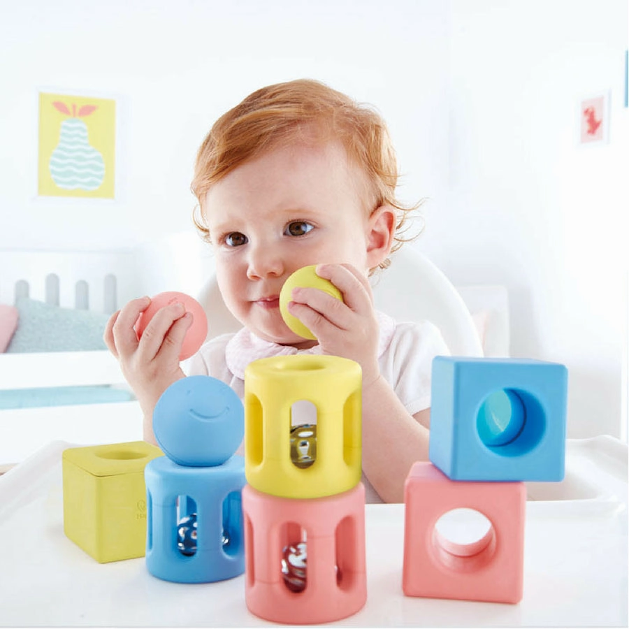 Hape - Geometric Rattle Trio (9 Pieces)