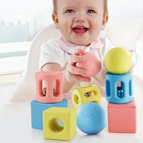 Hape - Geometric Rattle Trio (9 Pieces)