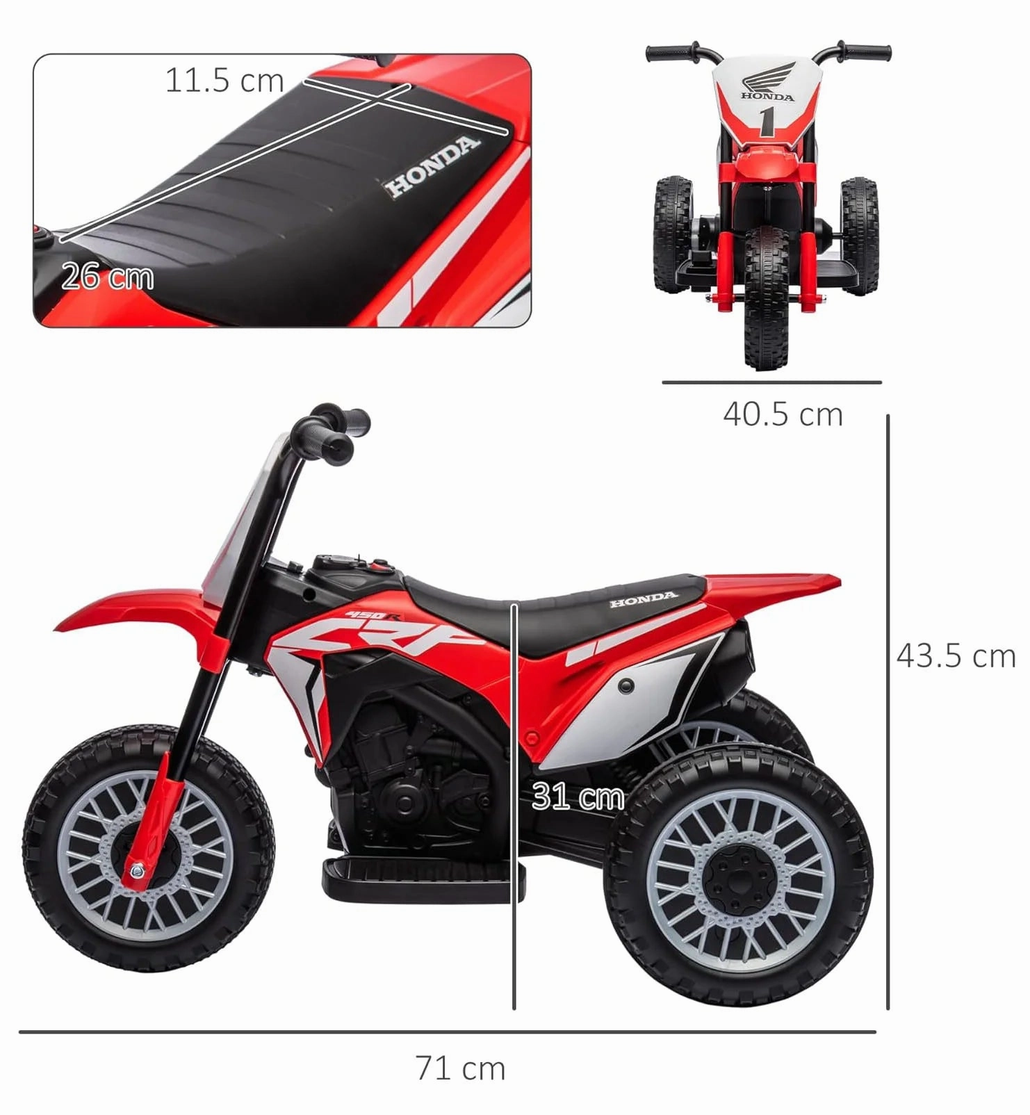 Honda Moto Trimoto Trike Electric 6v Battery-Powered Motorcycle Ride-on