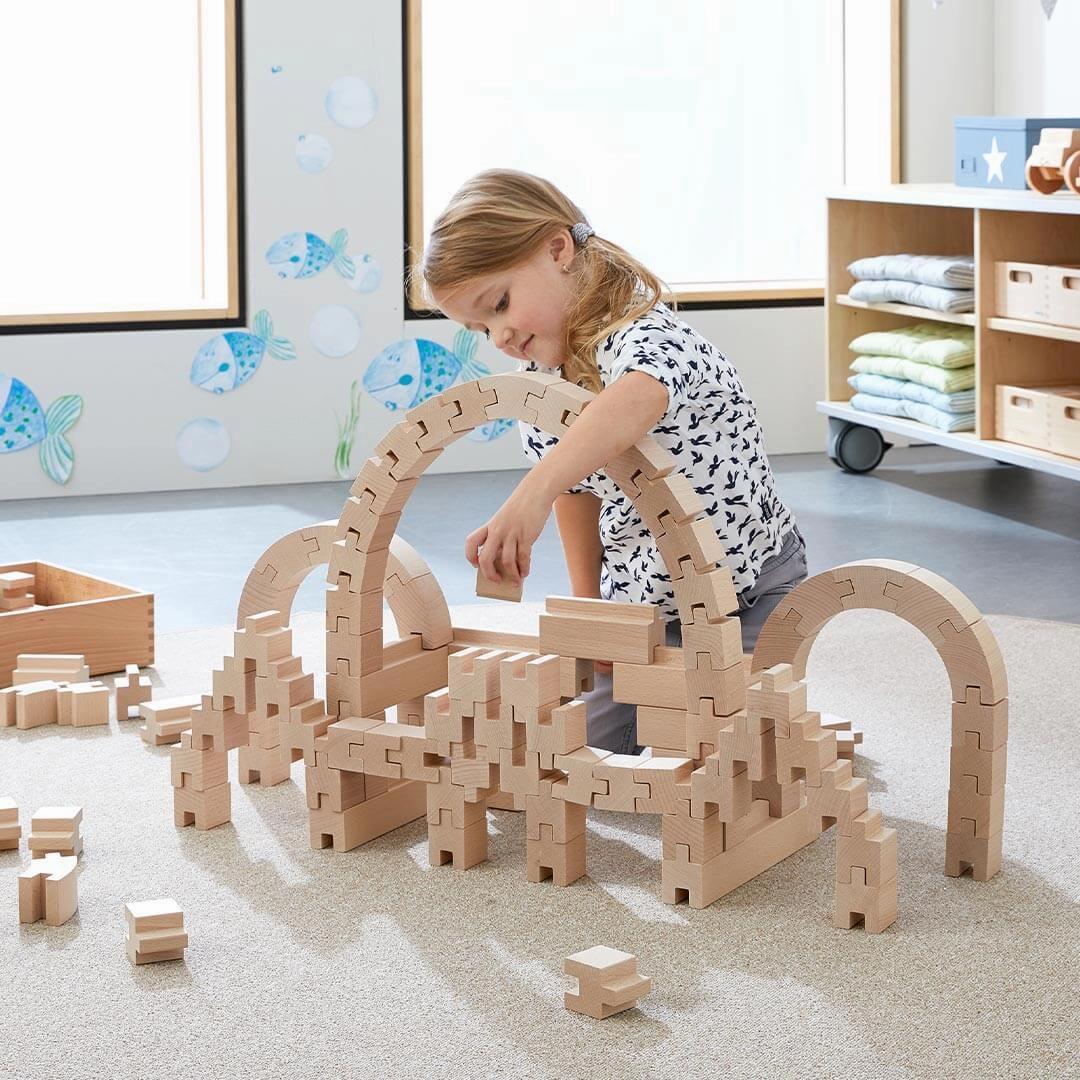 Interlocking Wooden Blocks Construction Set