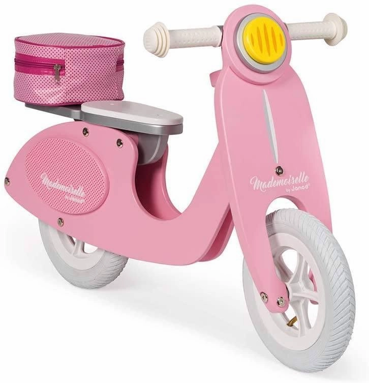 Janod - Mademoiselle Pink Wooden Retro Scooter Balance Bike