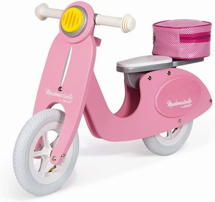 Janod - Mademoiselle Pink Wooden Retro Scooter Balance Bike