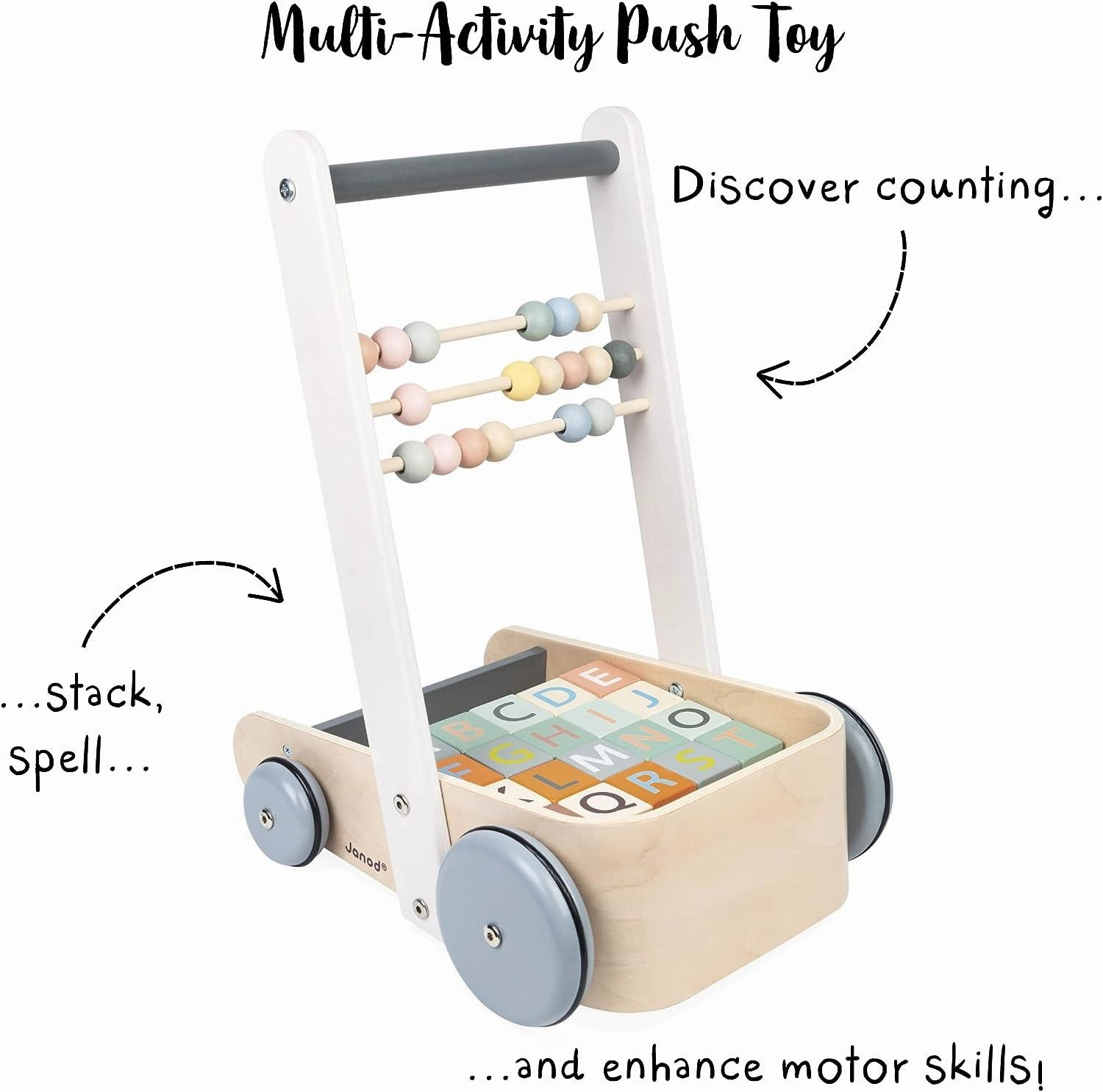 Janod Sweet Cocoon Wooden ABC Block Cart