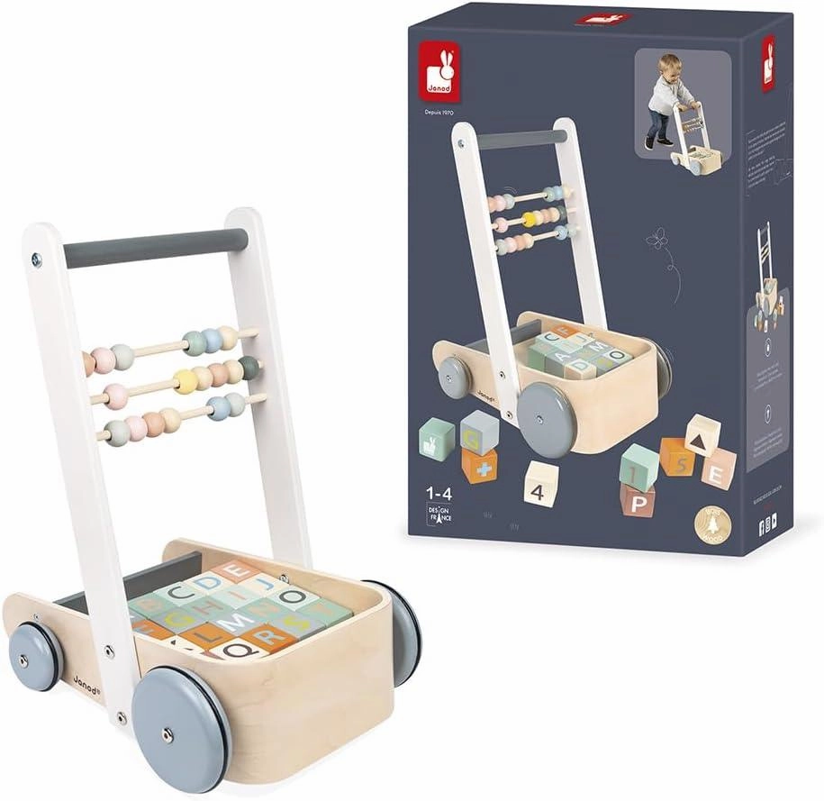 Janod Sweet Cocoon Wooden ABC Block Cart