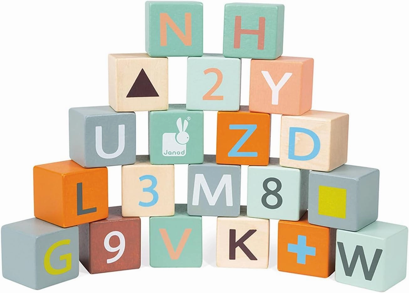 Janod Sweet Cocoon Wooden ABC Block Cart
