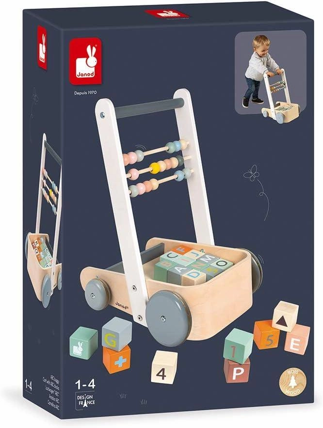 Janod Sweet Cocoon Wooden ABC Block Cart