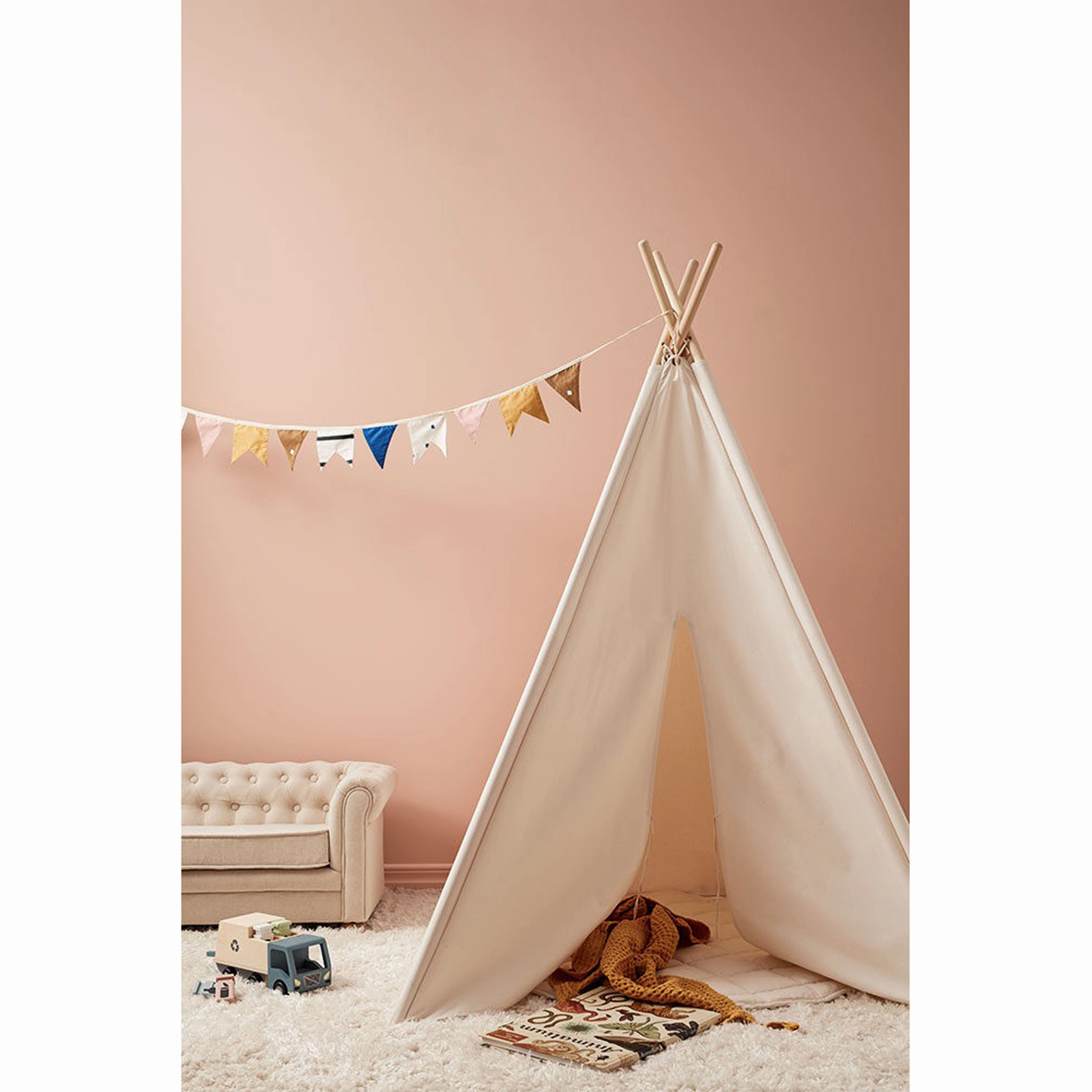 Kid's Concept Tipi Tent Off White 110x110x160cm