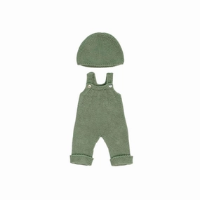 Knit Doll Overall & Beanie Hat Set - 15"