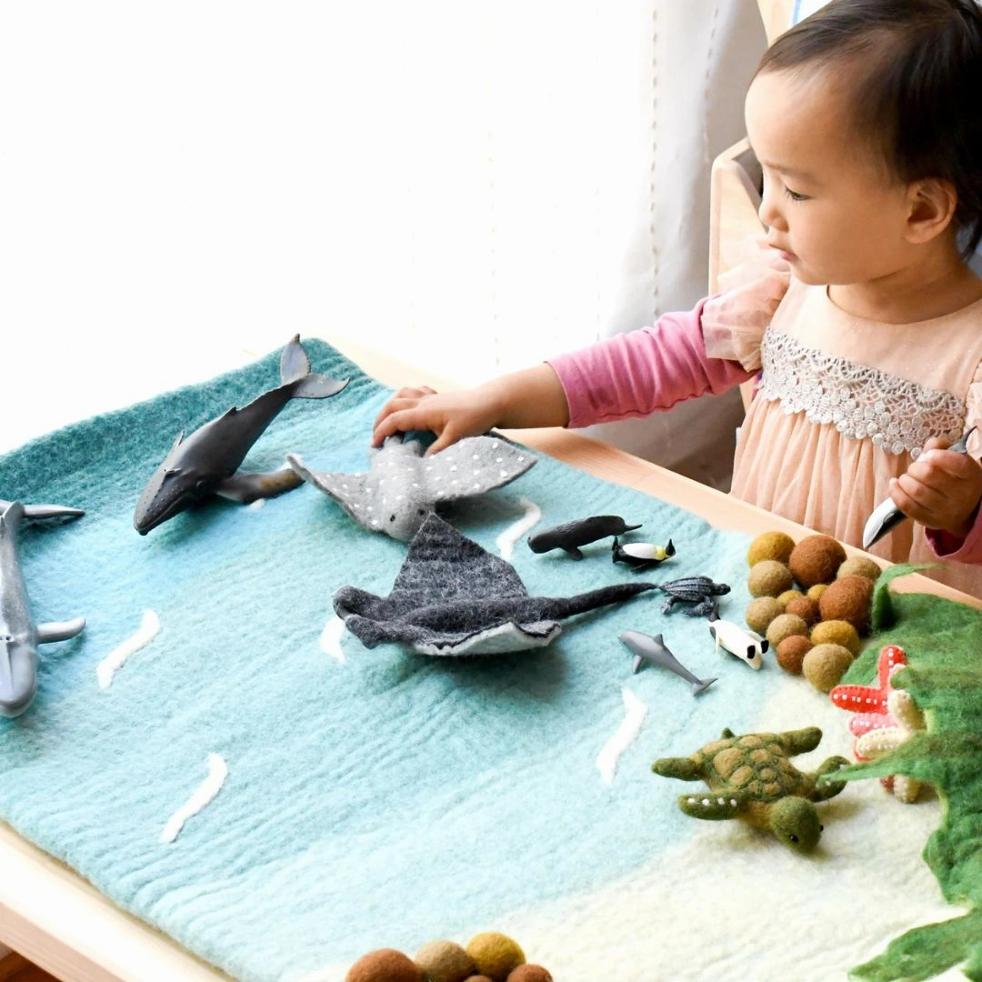 Large Felted Ocean and Shoreline Play Mat