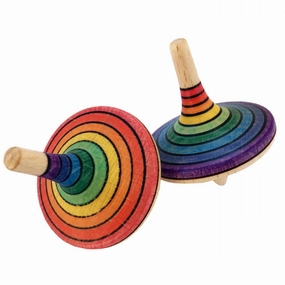Large Wooden Rainbow Spinning Top