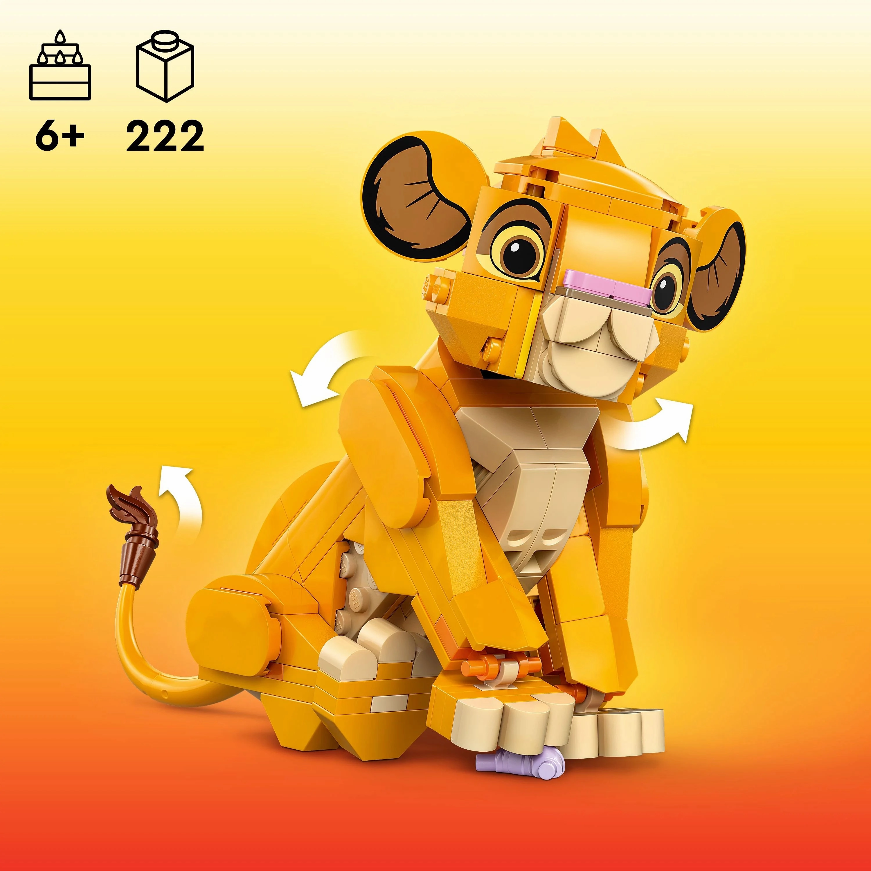LEGO  Disney Simba the Lion King Cub Buildable Toy, Fun Construction Playset Gift Idea 43243