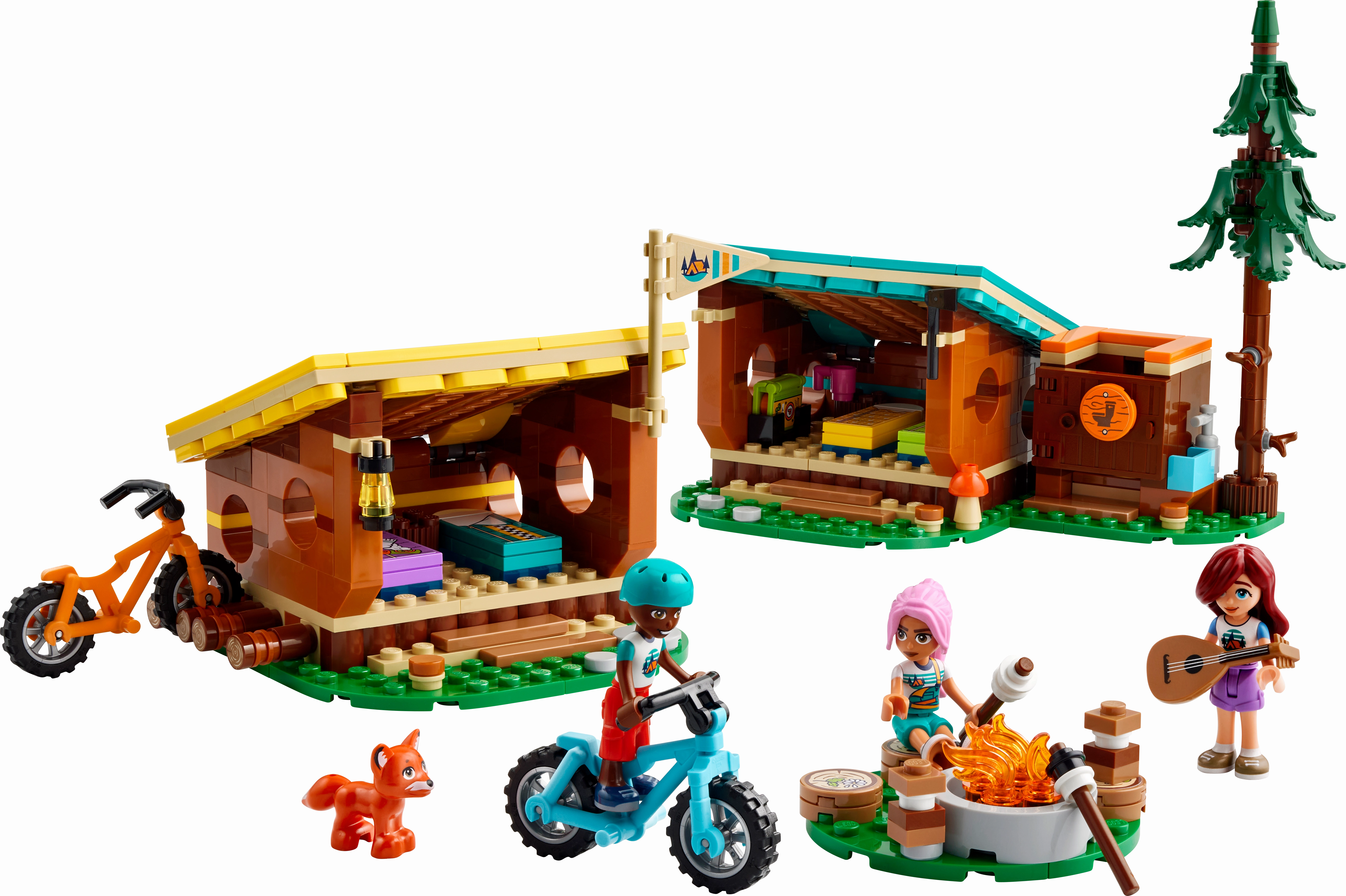 LEGO Friends Adventure Camp Cozy Cabins Camping Toy Set, Nature Playset for Pretend Play 42624