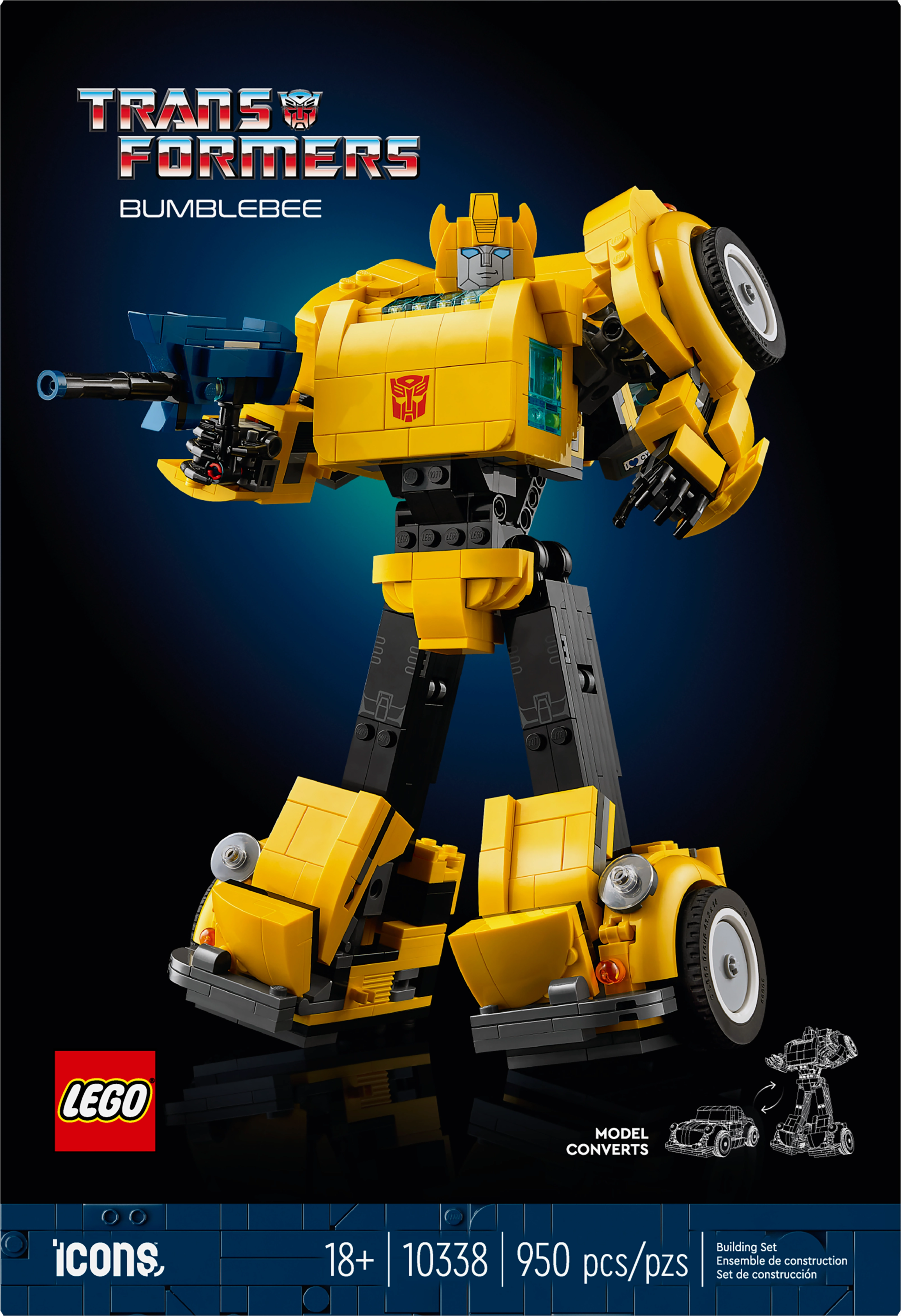 LEGO Icons Transformers Bumblebee Robot Action Figure Building Set for Adults 10338