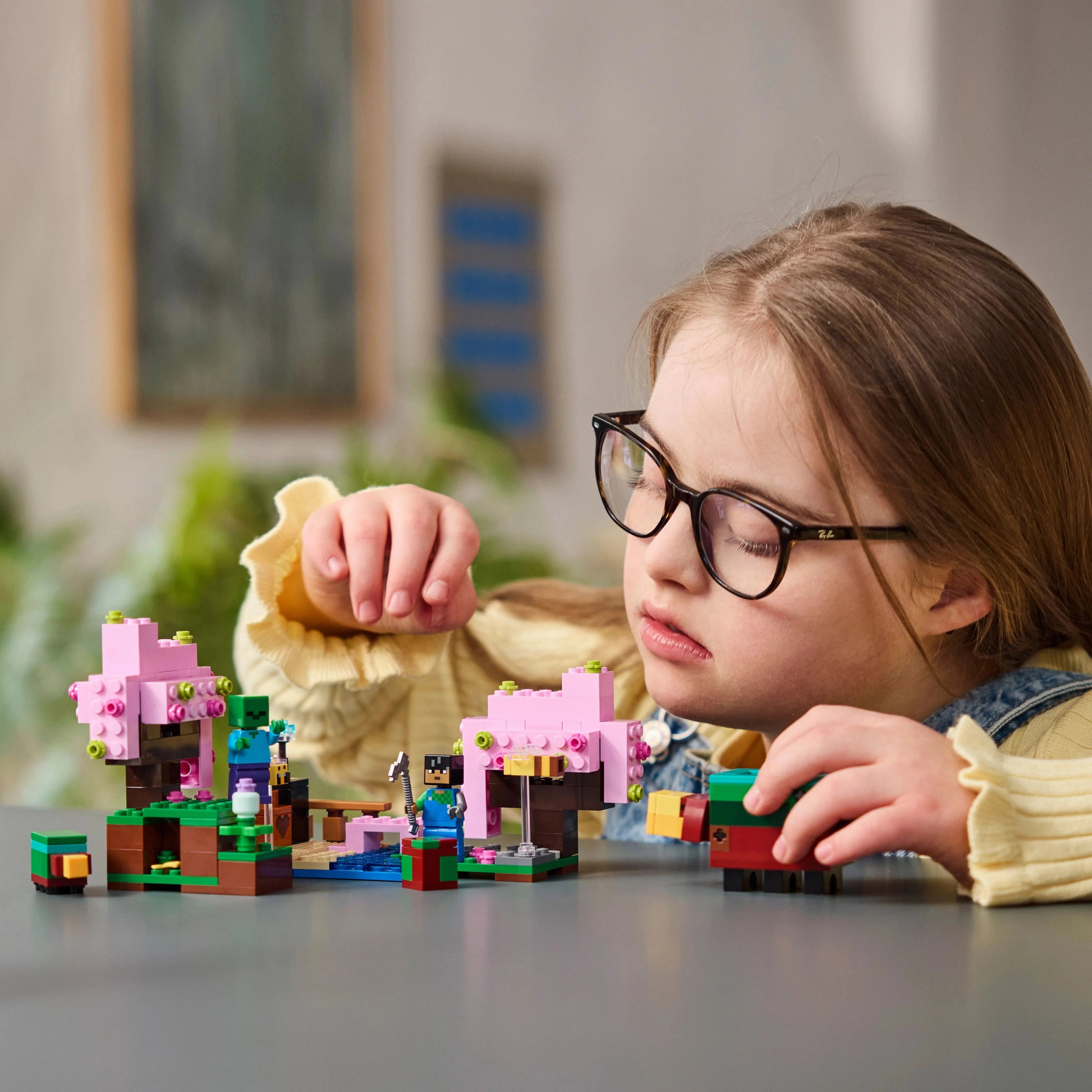 LEGO Minecraft The Cherry Blossom Garden Exploration Toy with a Sniffer, Zombie and Bees 21260