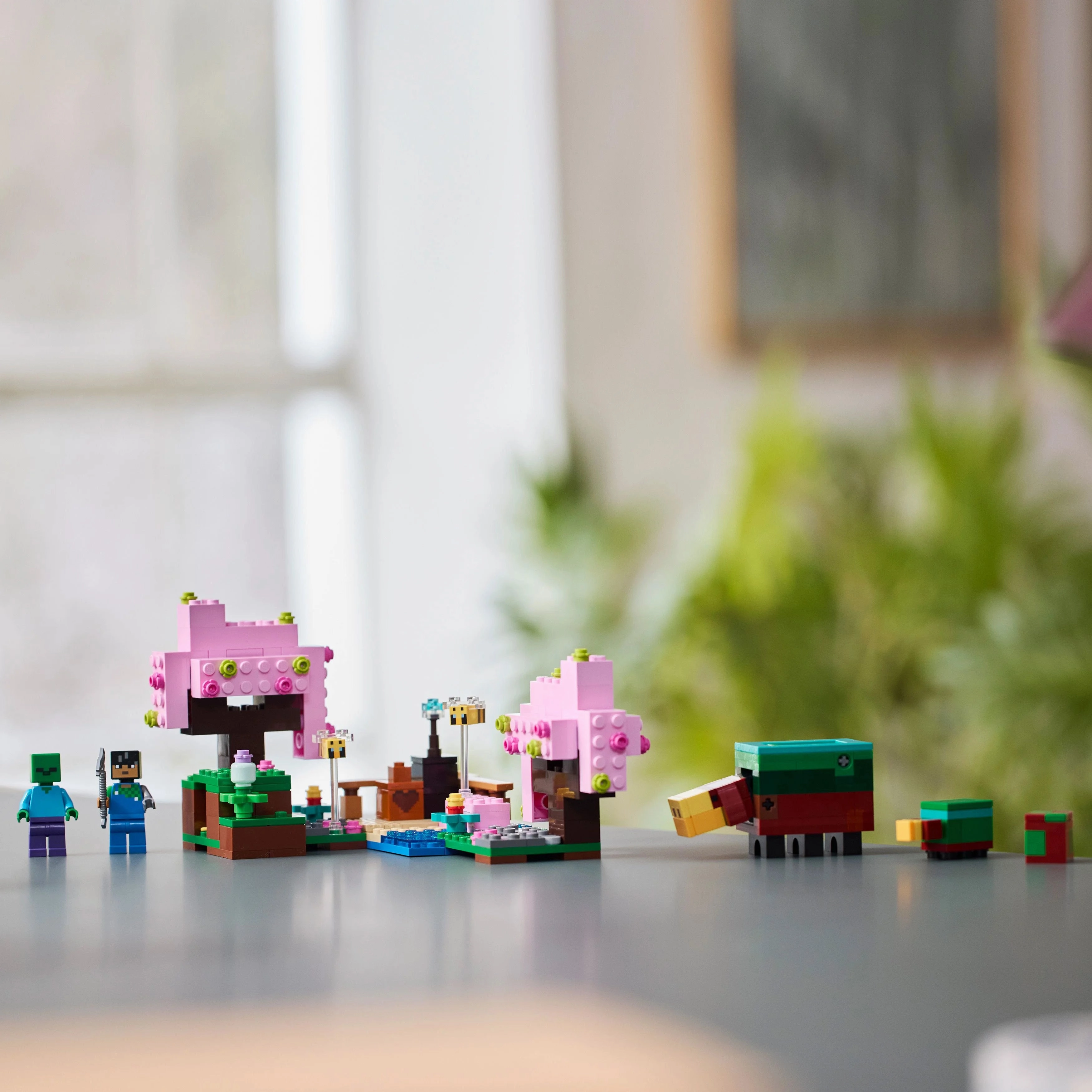 LEGO Minecraft The Cherry Blossom Garden Exploration Toy with a Sniffer, Zombie and Bees 21260