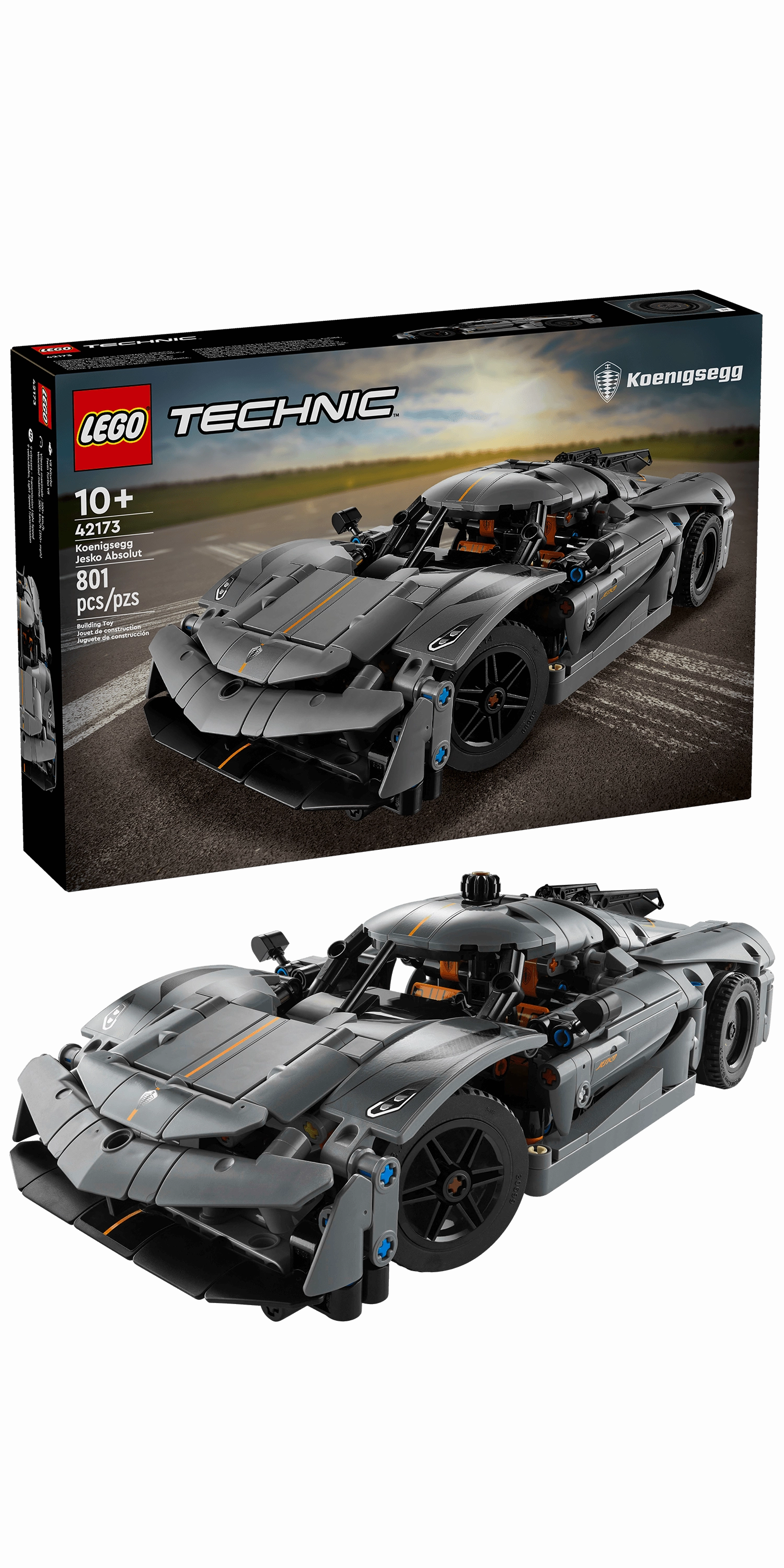 LEGO Technic Koenigsegg Jesko Absolut Gray Hypercar Building Set for Kids 42173