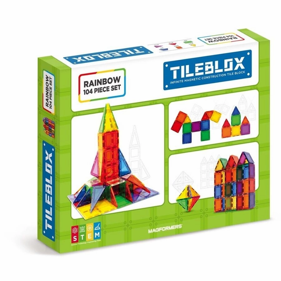 Magformers Tileblox - Rainbow 104 Piece Set (Pre-Order)
