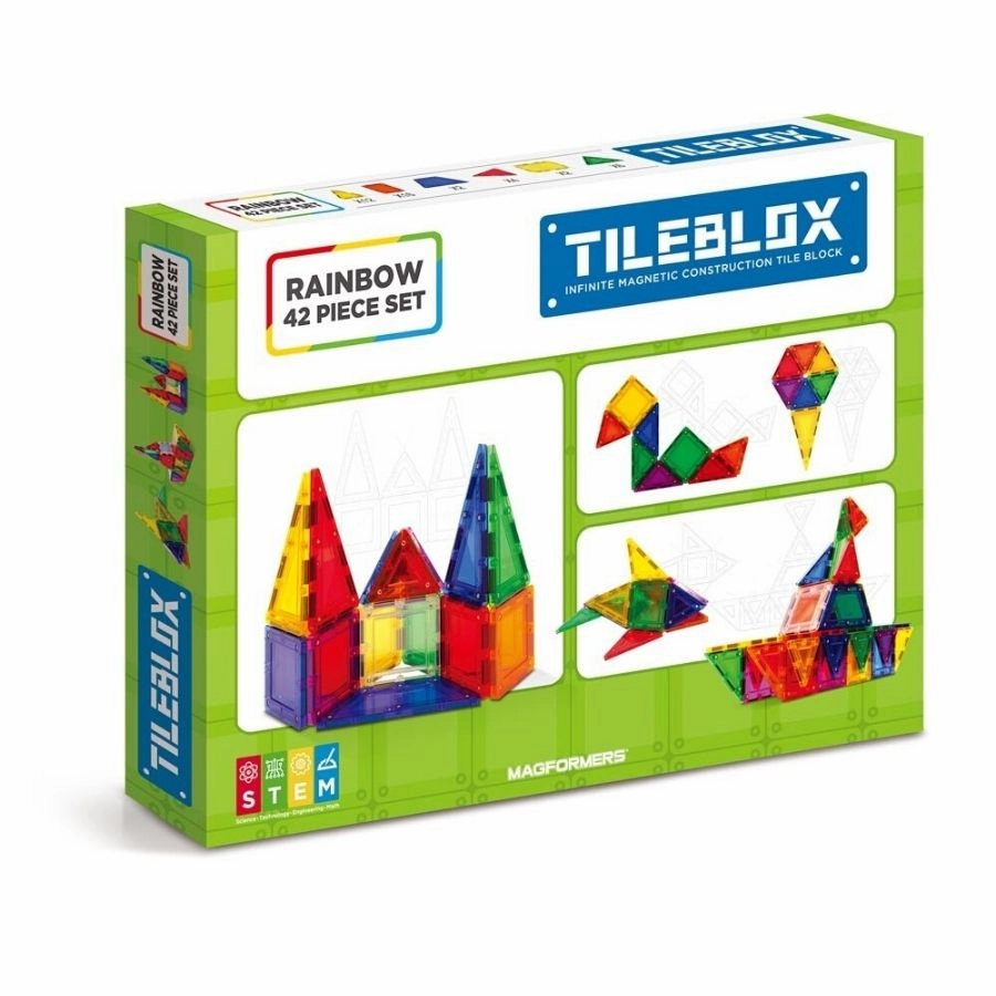 Magformers TileBlox - Rainbow 42 Piece Set